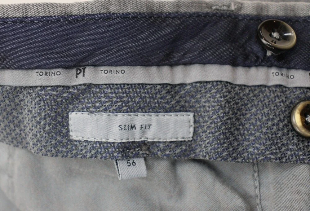 $395 PT Torino Pants 40 fits 39 (56 EU) Slim Grey Delvane Linen Cotton Stretch
